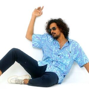 Blue and White Casual Button Down Shirt